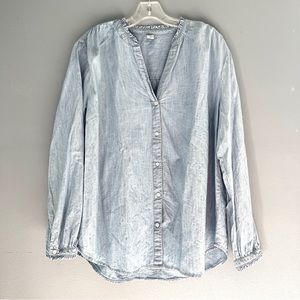 Old Navy Denim Blue Button Down Blouse Size Extra Large